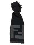 Fendi FF Macro Wool Jacquard Scarf — Black