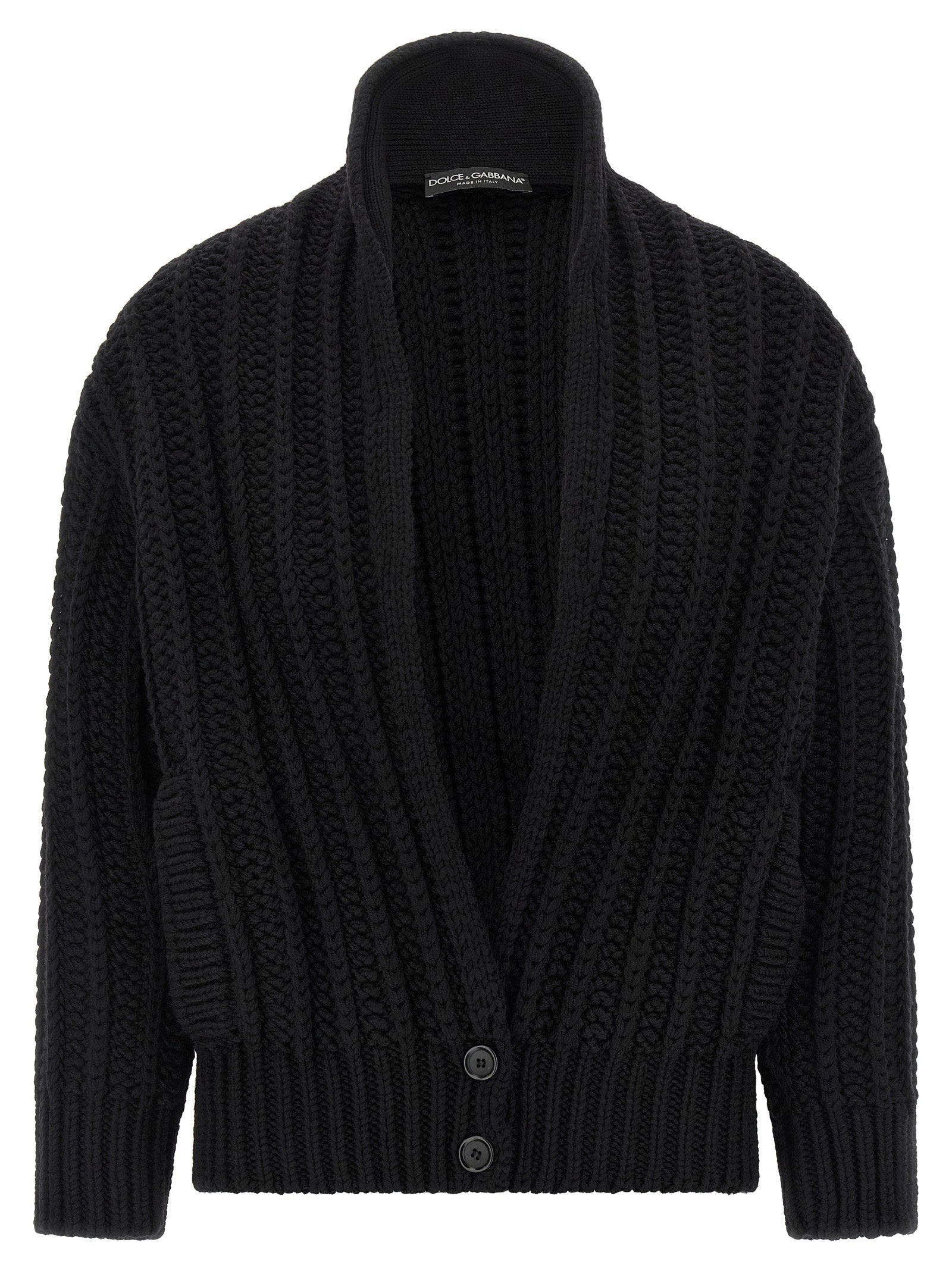 Dolce & Gabbana Coarse Wool Cardigan — Black