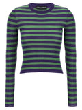 Dolce & Gabbana Striped Viscose Ribbed Sweater — purple