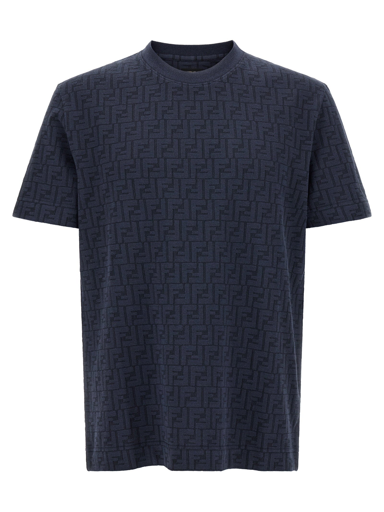 Fendi FF Monogram Piqué T-Shirt — Navy