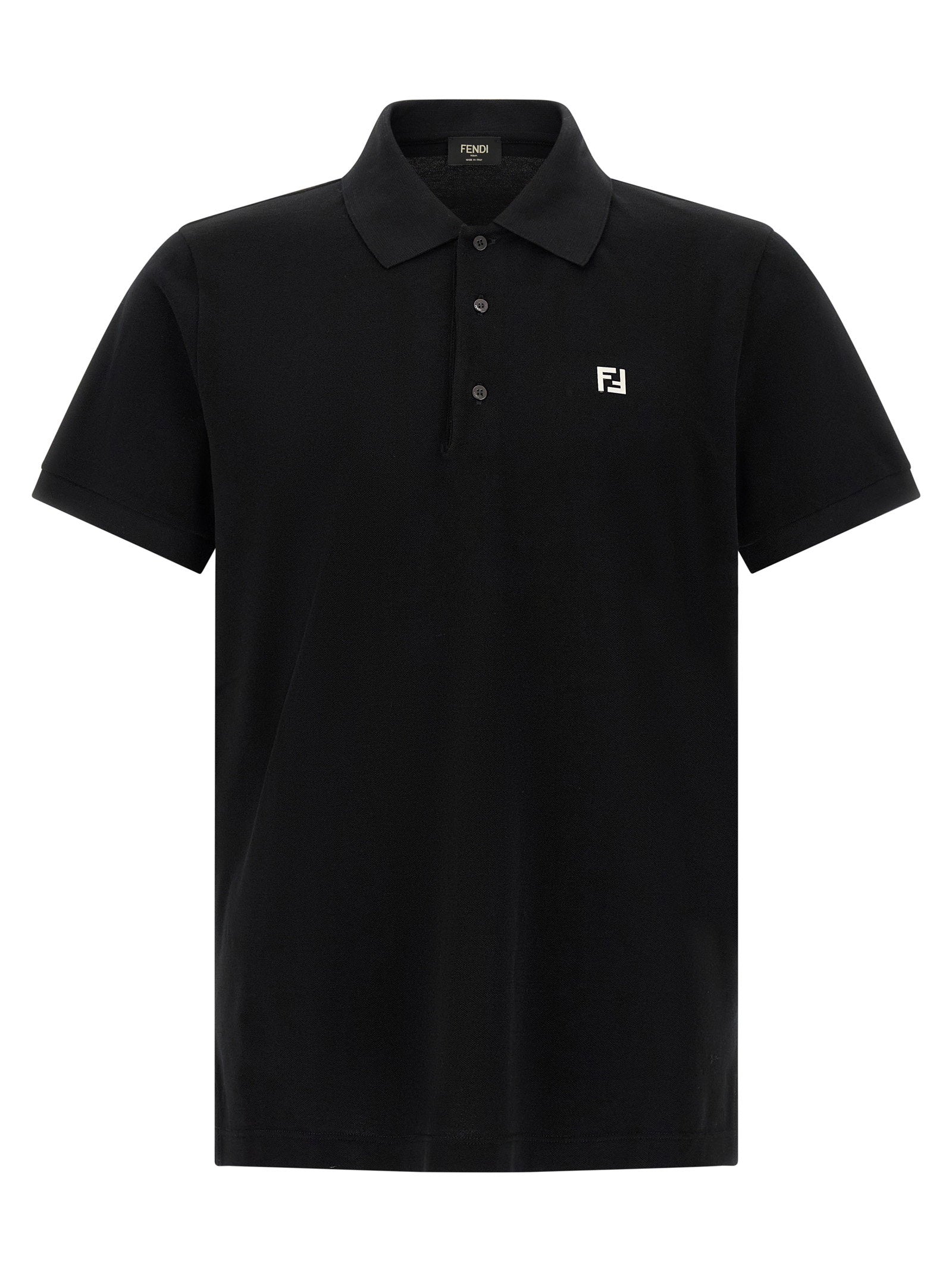 Fendi Logo Embroidered Polo Shirt — Black