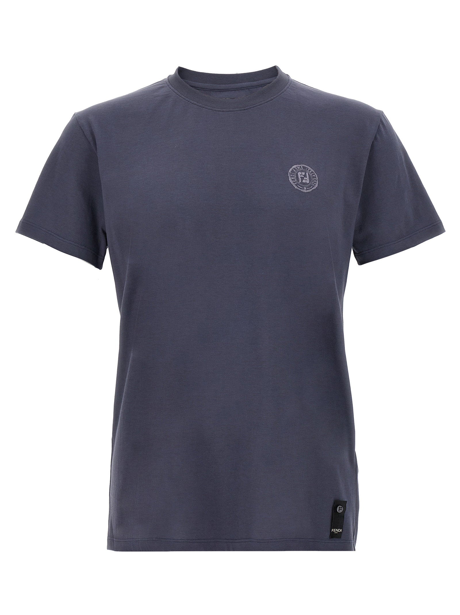 Fendi Logo-Embroidered Cotton T-Shirt — Navy