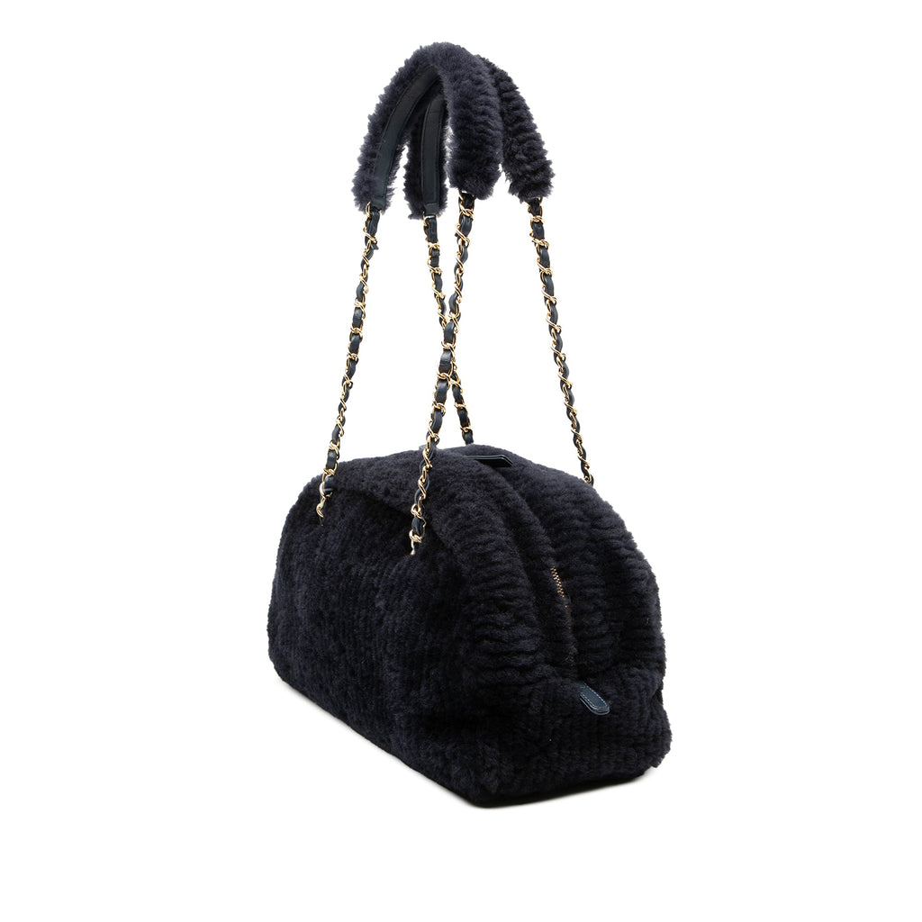 Coco Neigh Large Quilted Shearling Bowling Bag
