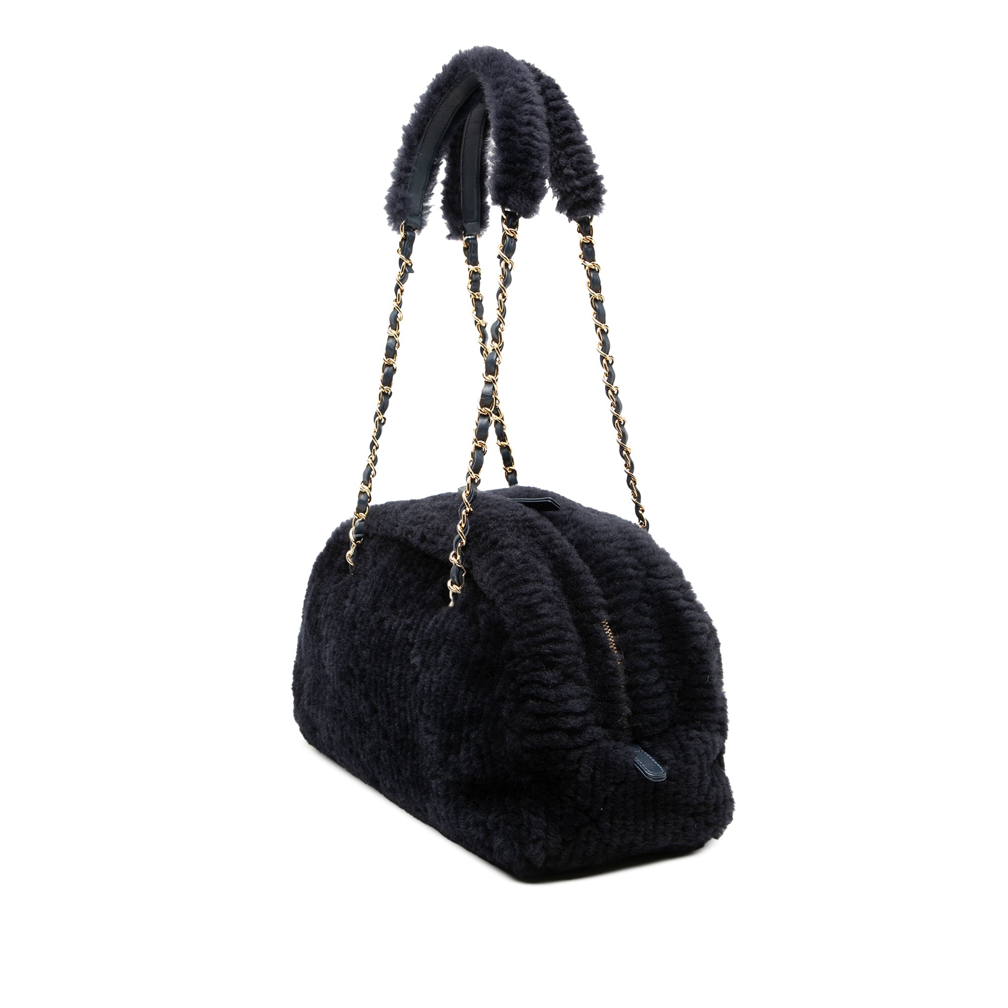 Coco Neigh Large Quilted Shearling Bowling Bag