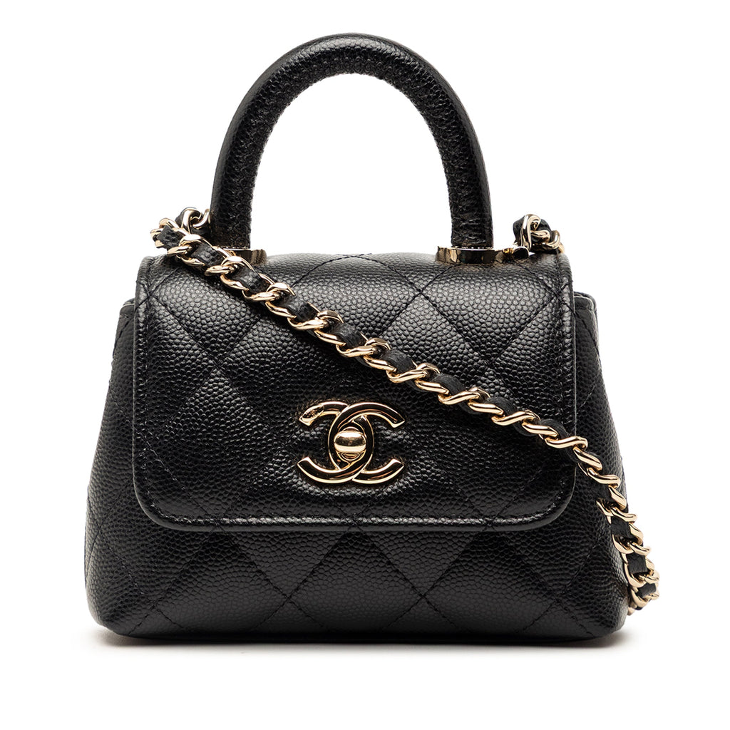 Nano Quilted Caviar Coco Top Handle Bag
