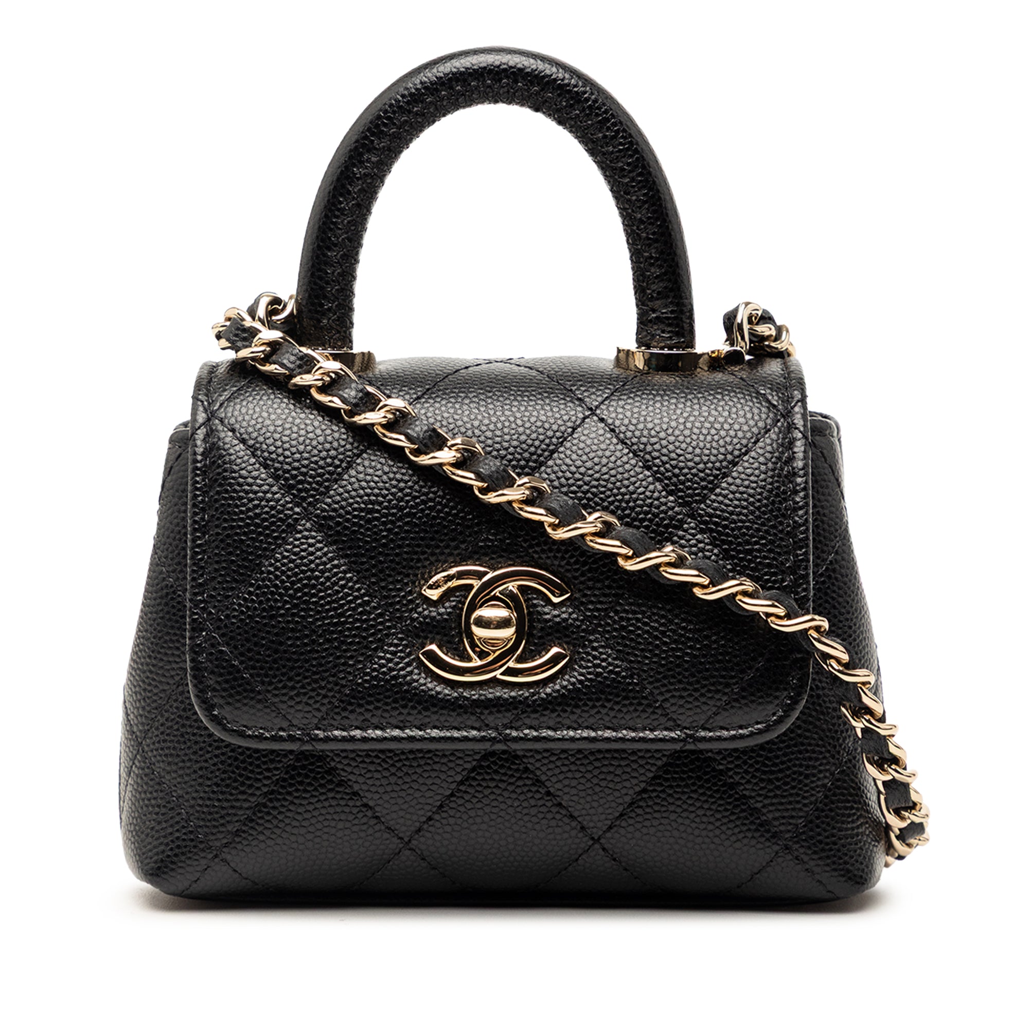 Nano Quilted Caviar Coco Top Handle Bag