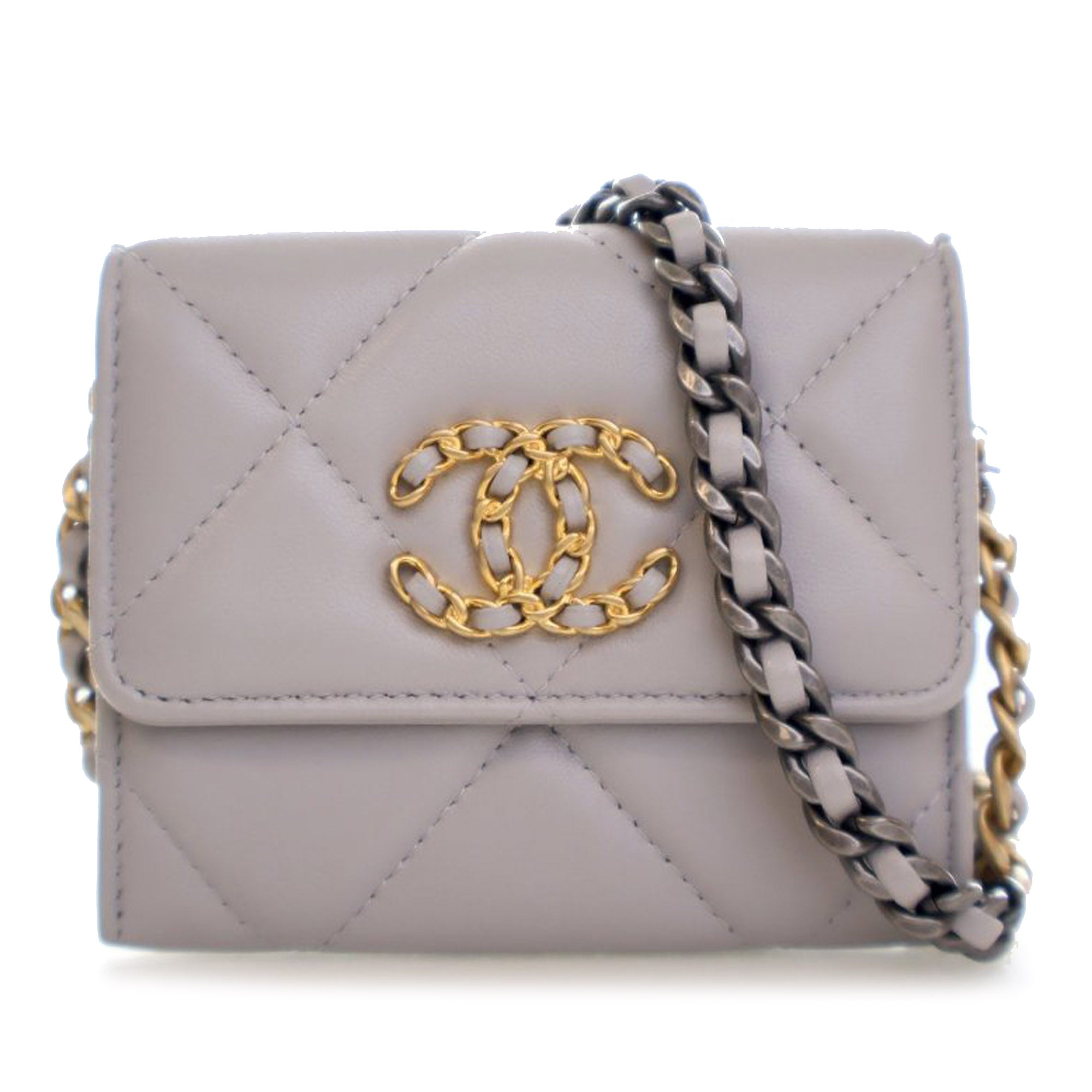 Quilted Lambskin 19 Flap Coin Purse With Chain