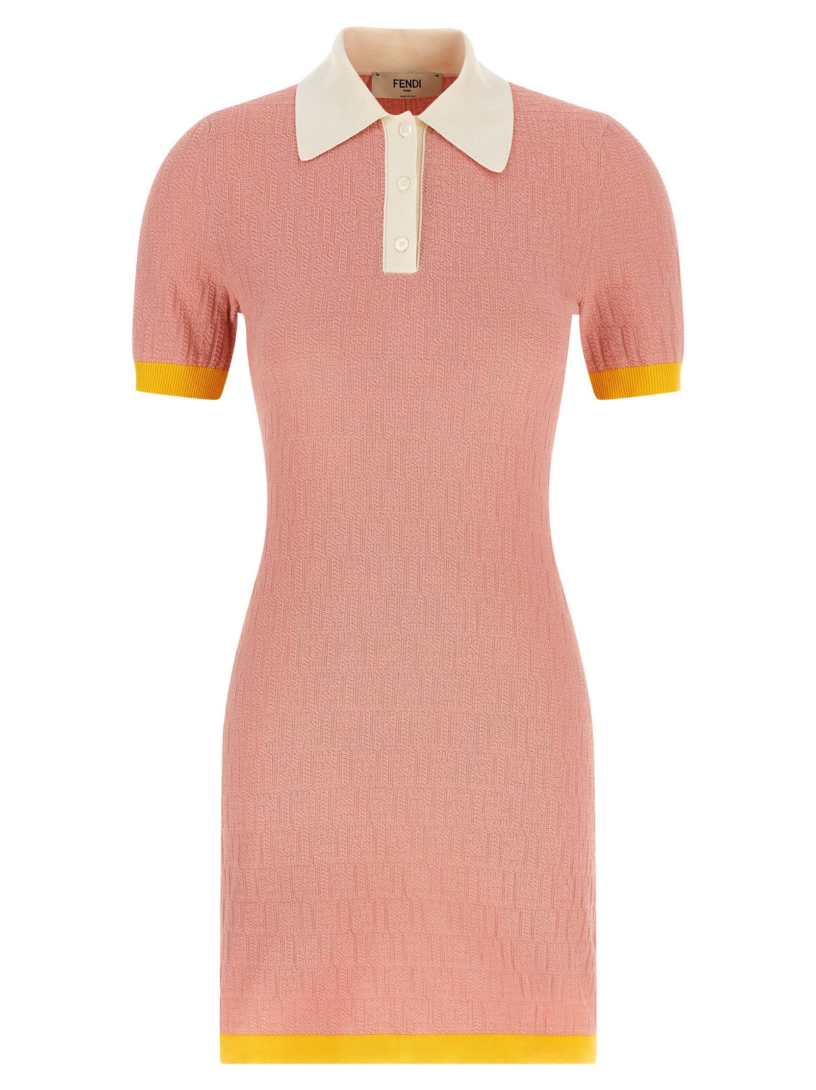 Fendi Color-Block Stretch Cotton and Silk Dress — Pink