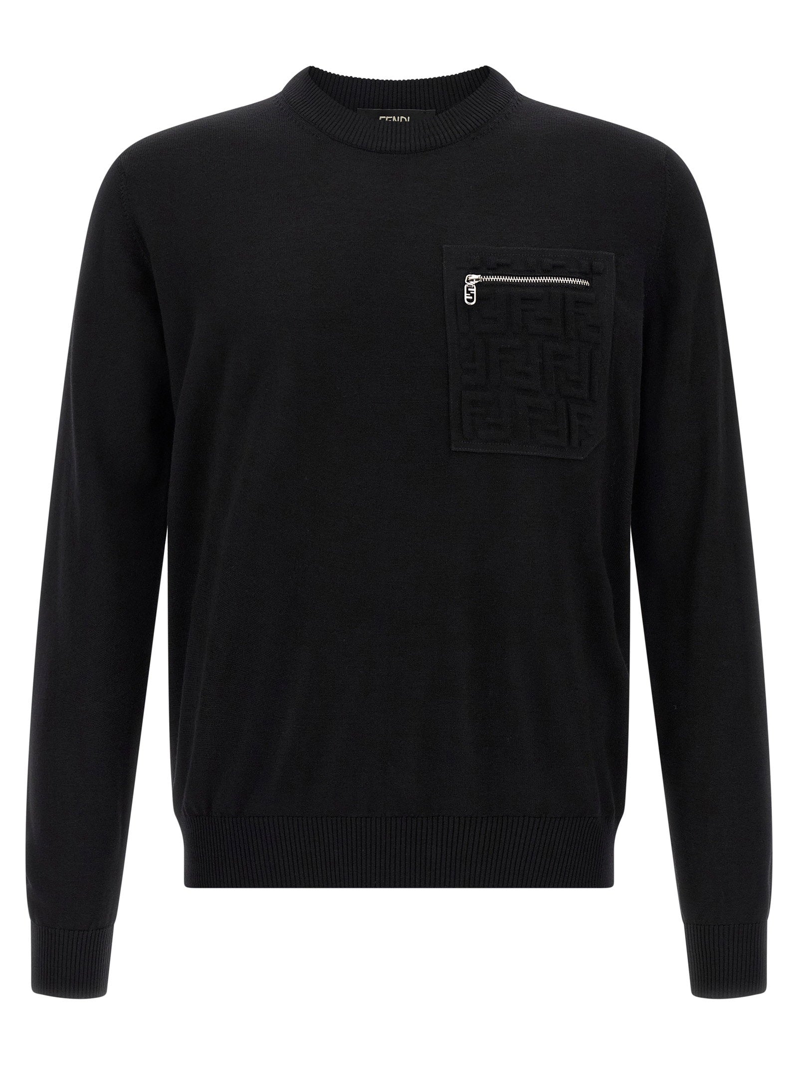 Fendi FF-Pocket Wool Sweater — Black