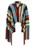 Fendi Multicolor Striped with Fringes Cape — Multicolor