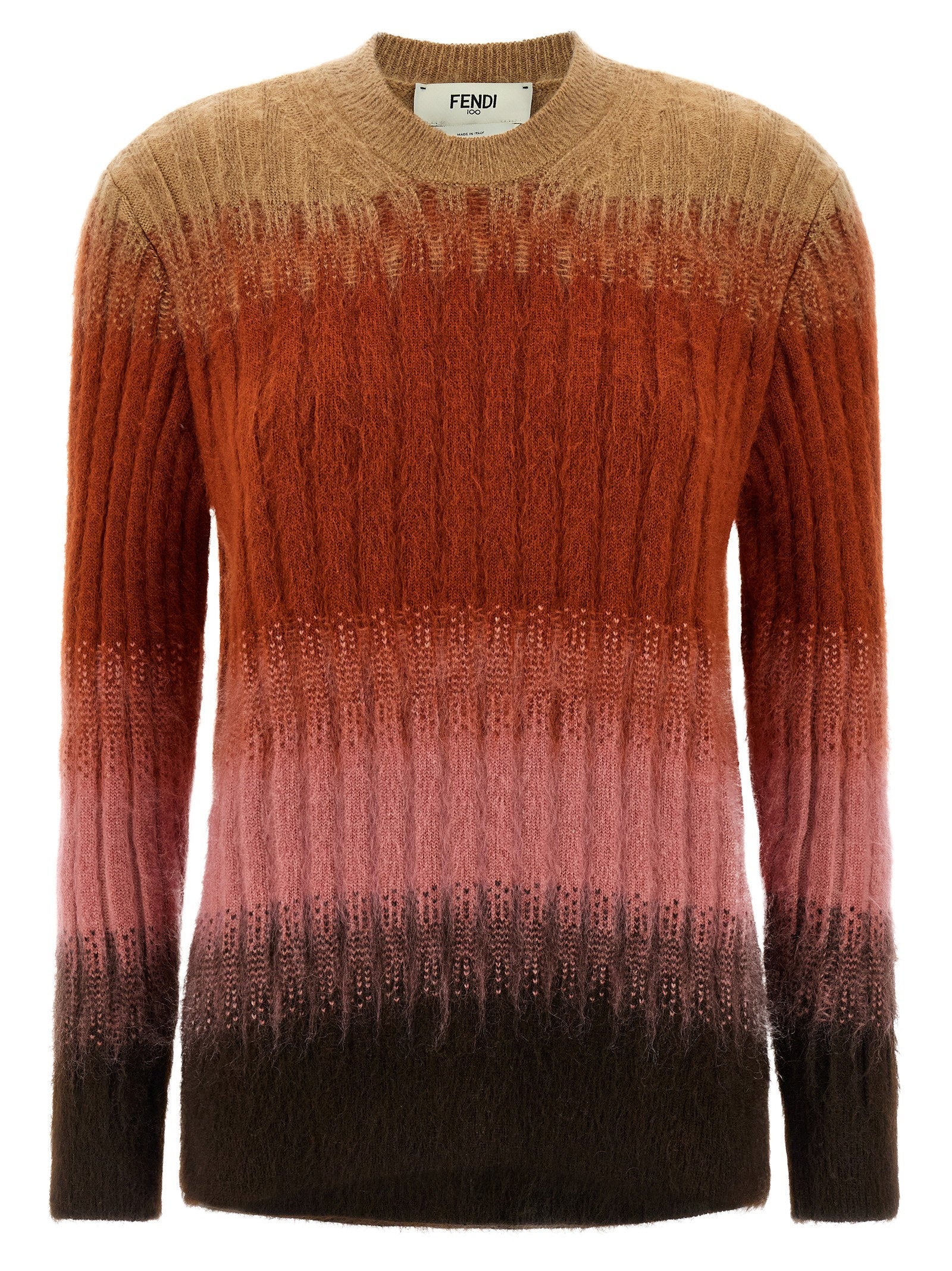 Fendi Ombré Mohair Blend Sweater — Camel
