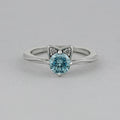 Fancy Blue Round Diamond Cat Ring