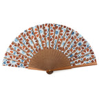 Brown & Blue Silk Fan Inspired by Islamic Art
