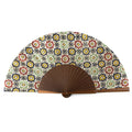 Moroccan tiles inspired Silk & Wood hand fan Fezi