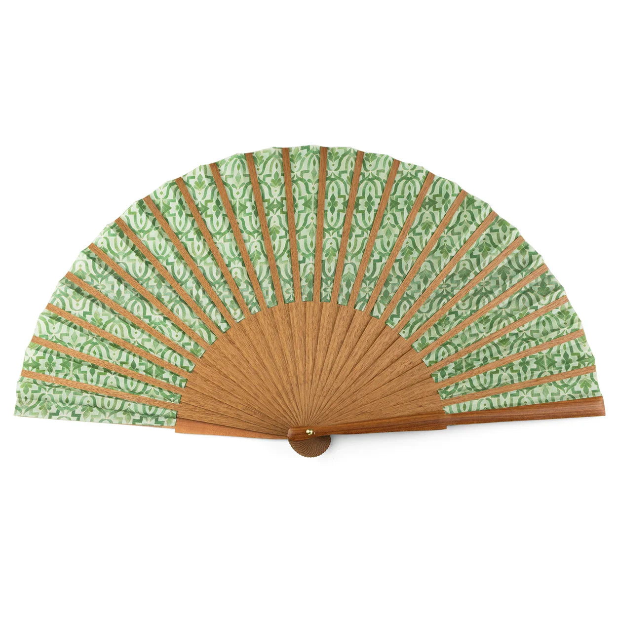 Green silk and wood fan Fihri