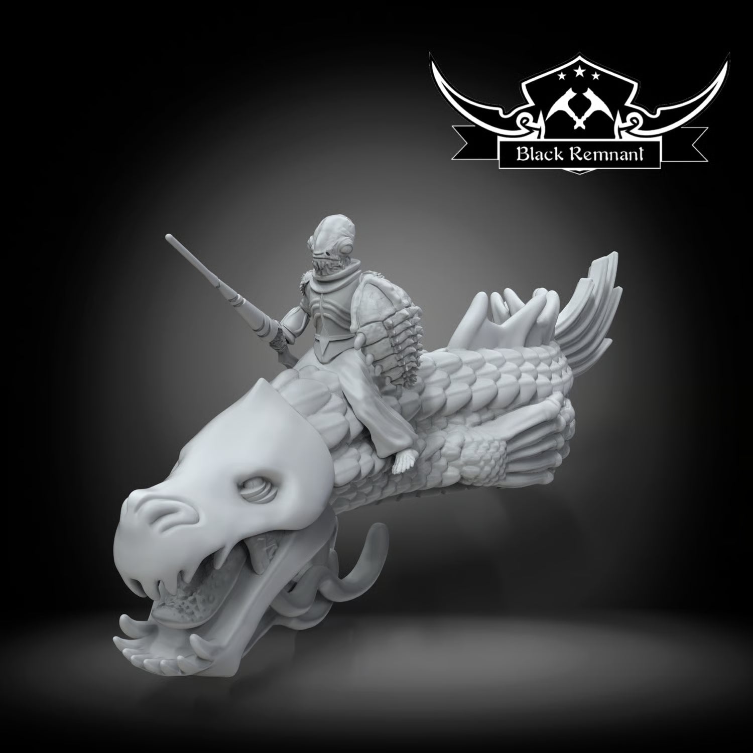 Fish knight on eel, Black Remnant