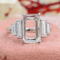 Five  Stone Emerald Cut Semi Mount Wedding Ring