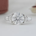 Round And Trapezoid Lab Diamond Five Stone Engagement Ring