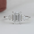 Emerald And Trapezoid Lab Diamond Five Stone Engagement Ring