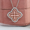 Floral Style Round Cut Diamond Halo Pendant