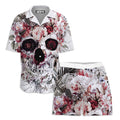 Floral Skull Lounge Shirt and Shorts Combo