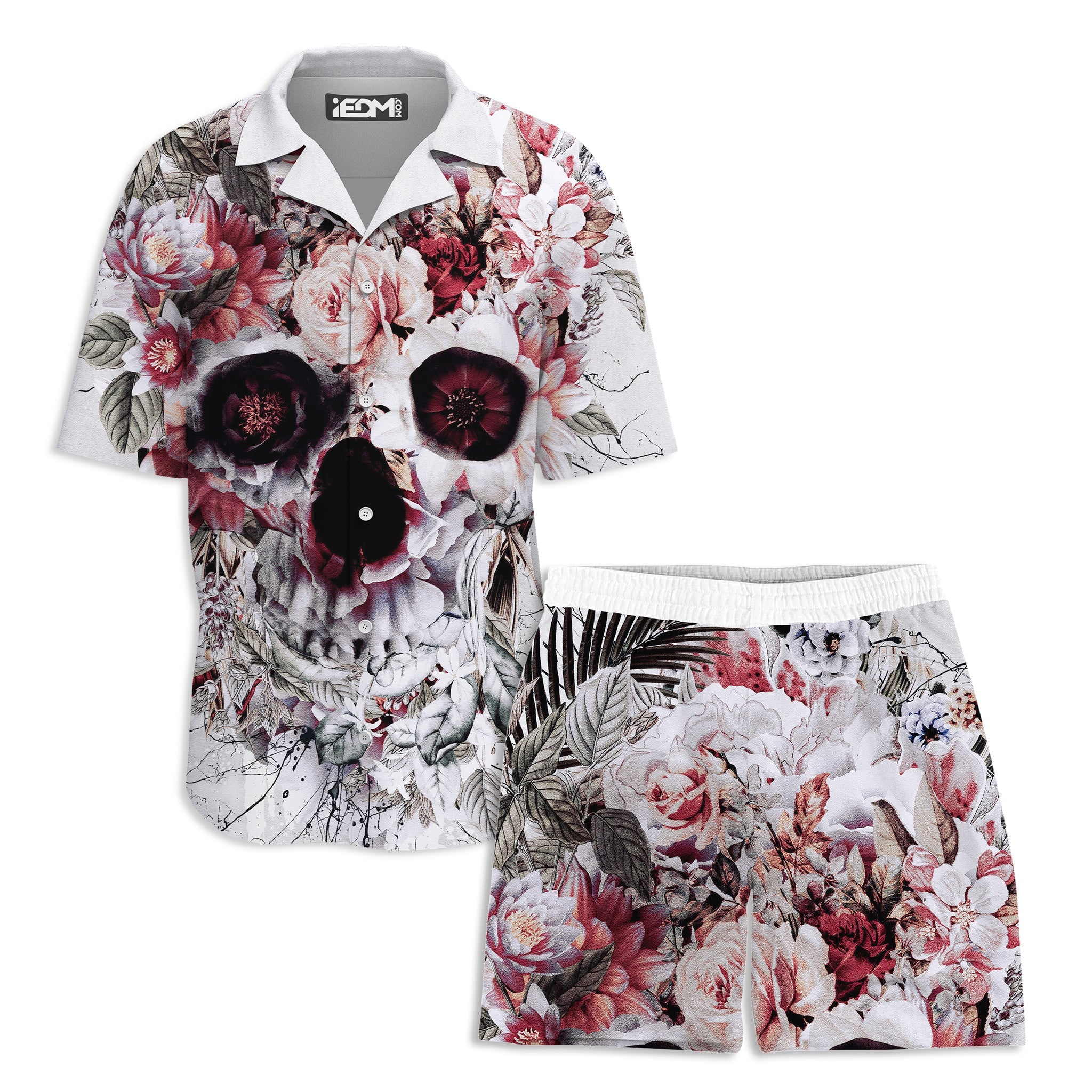 Floral Skull Lounge Shirt and Shorts Combo
