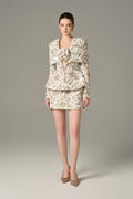 Voguish Floral Tweed Jacket & Mini Skirt Set