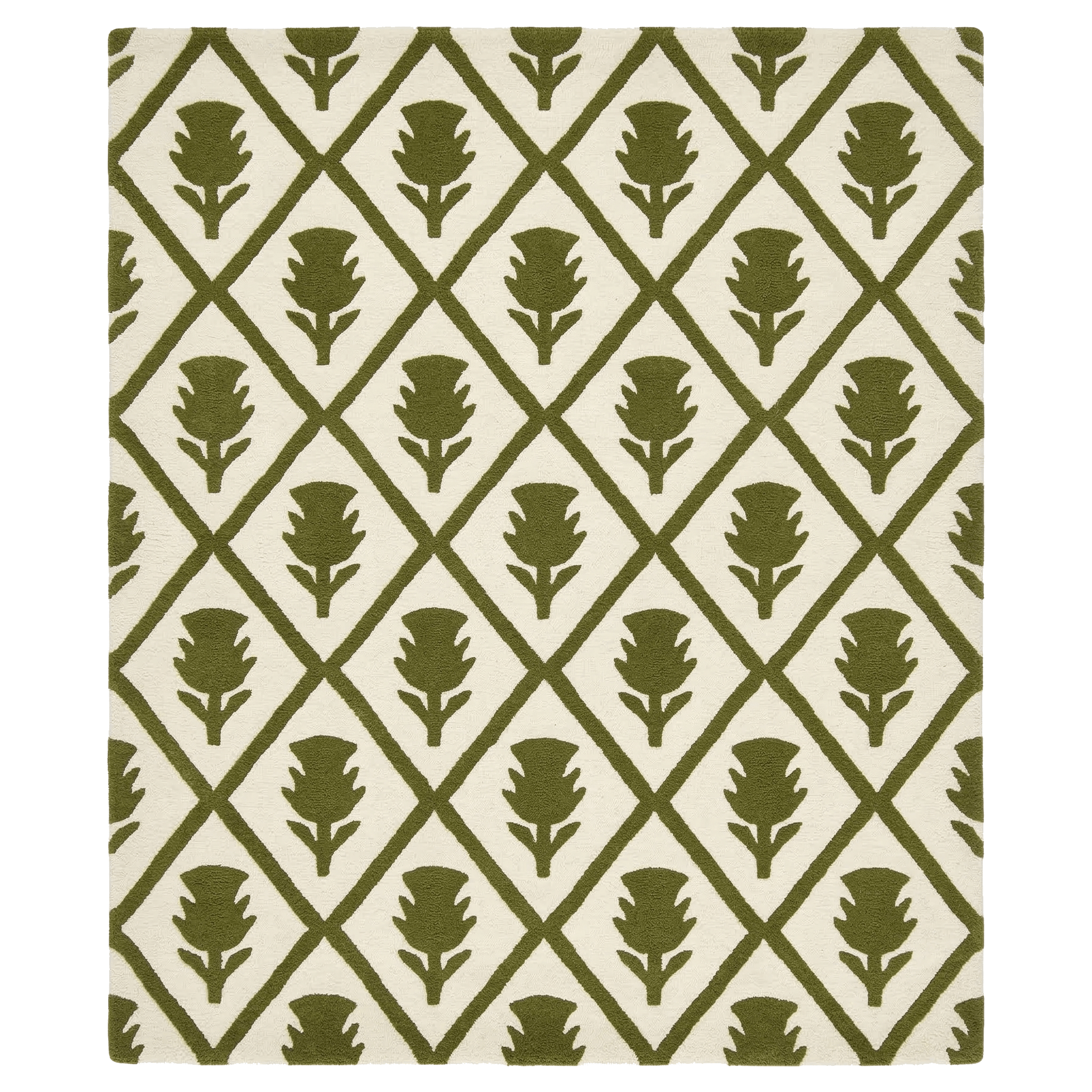 Frame Floral Inlay Hand Tufted Rug