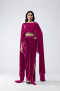 Banarsi Cropped Cape and Skirt Set By KYNAH, Luxury Indian Fashion & Bridal Wear