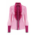 Fuchsia Ruffle Silk Shirt