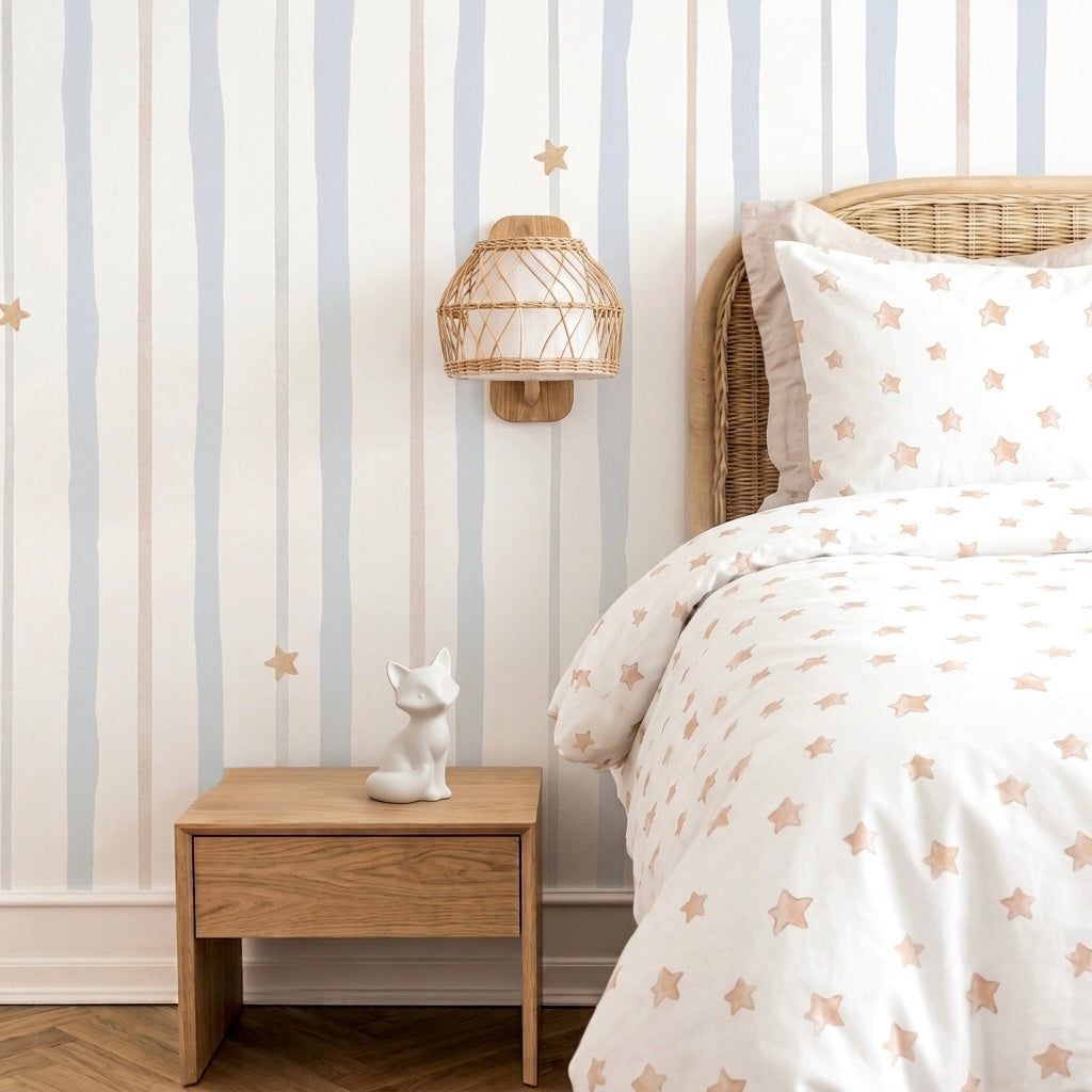 Papel Pintado Infantil Rayas y Estrellas