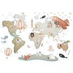 Vinilo Decorativo Infantil Mapa Mundi XL GLOBOS 220x180cm
