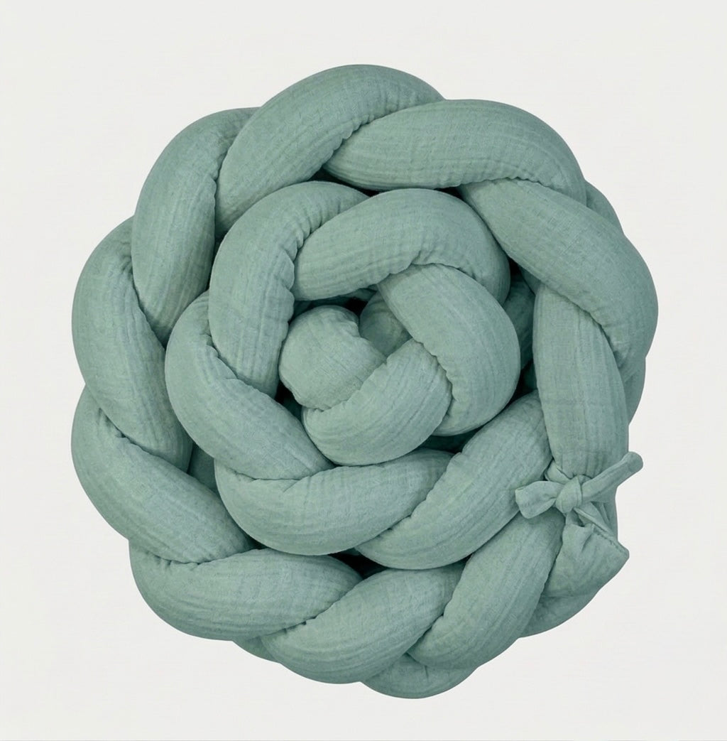 Braided Cot Bumper 210cm MOSS Muslin