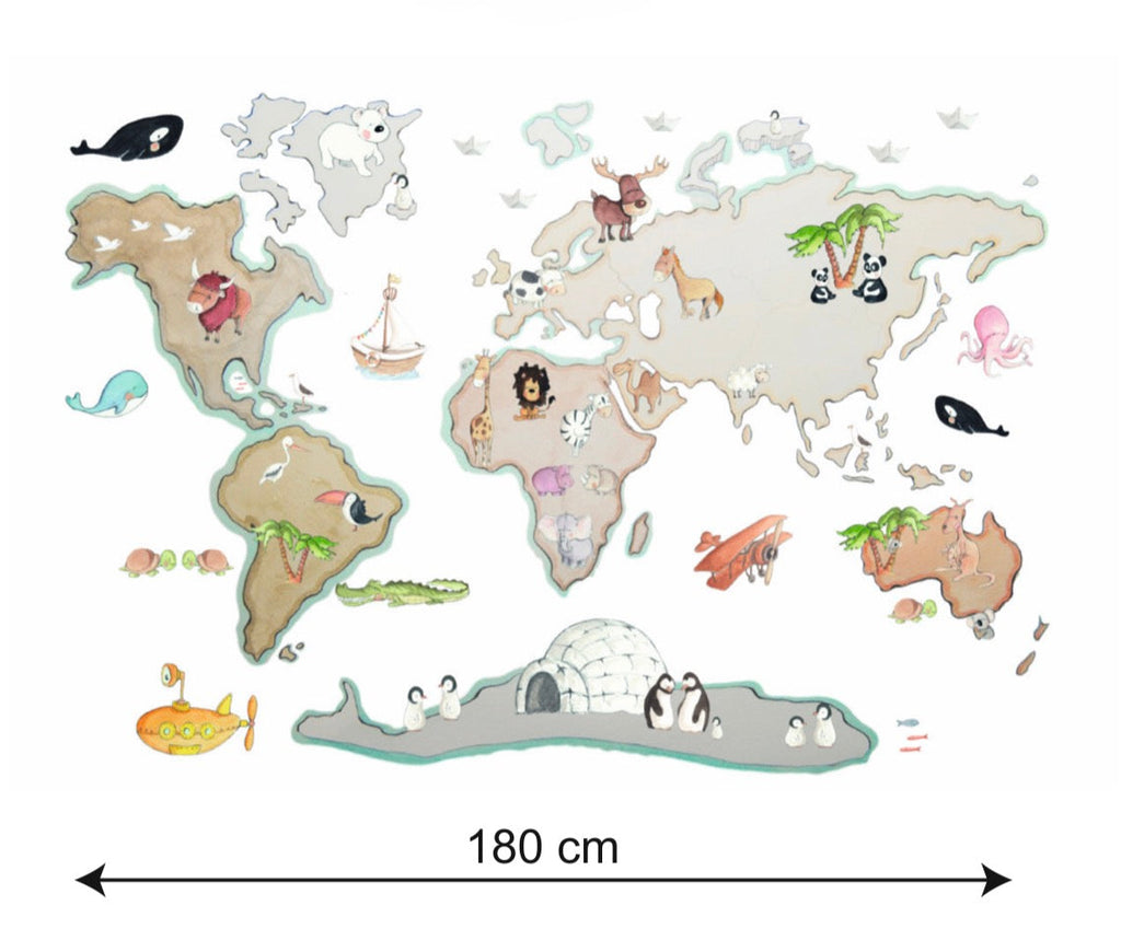 Vinilo Decorativo Infantil Mapa Mundi L 180x120cm