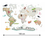 Vinilo Decorativo Infantil Mapa Mundi L 180x120cm