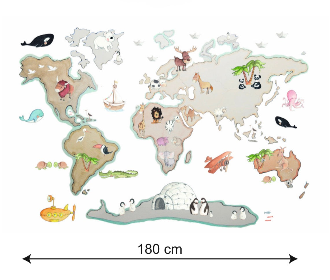 Vinilo Decorativo Infantil Mapa Mundi L 180x120cm