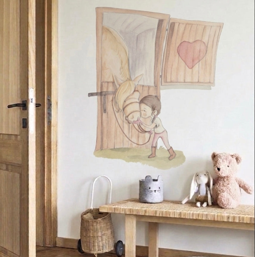 Vinilo Decorativo Infantil Caballos NIÑA AMANTE DE LOS CABALLOS
