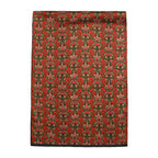 Art Nouveau Red Silk Scarf with Green & Gold Flourishes Azteca