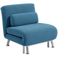 Velvet Single Chair Bed, 3-in-1 Convertible Sleeper Chair with Adjustable Backrest, Blue