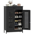 Shoe Cabinet with Louvered Doors, Drawer, Adjustable Shelf, Holds 20 Pairs Black