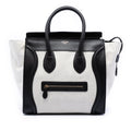 Mini Bicolor Canvas and Leather Luggage Tote