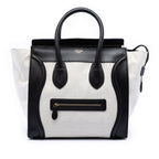 Mini Bicolor Canvas and Leather Luggage Tote