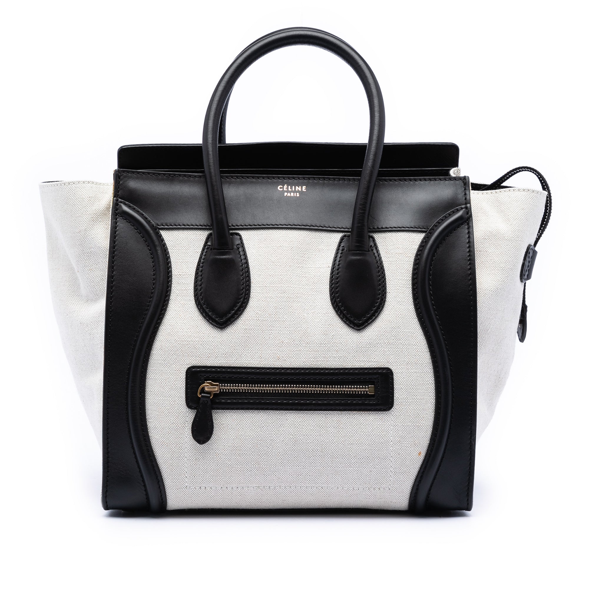 Mini Bicolor Canvas and Leather Luggage Tote