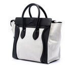 Mini Bicolor Canvas and Leather Luggage Tote