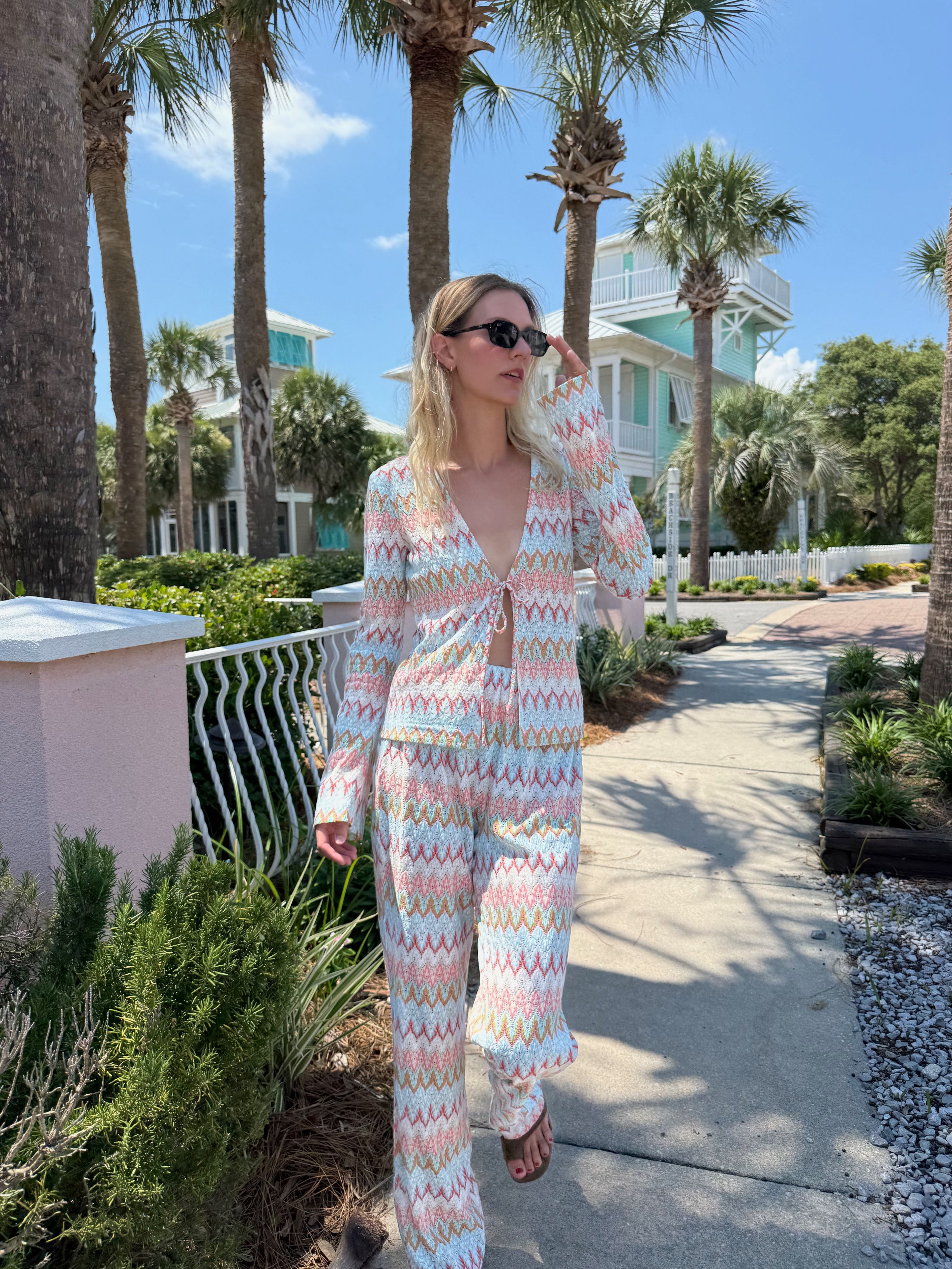 The Alden Pant / White Multi Smooth Shimmer Knit   By Hill House Home