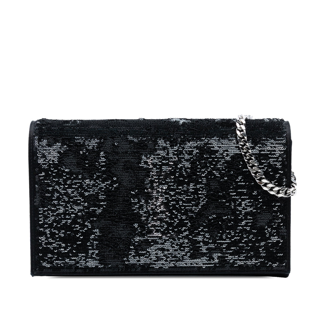 Sequin Monogram Kate Wallet on Chain