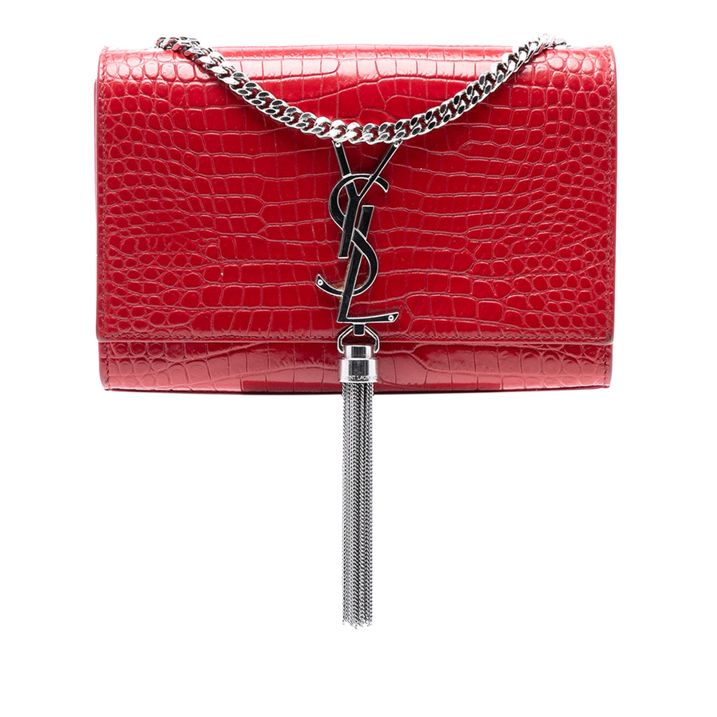 Small Embossed Leather Kate Tassel Crossbody