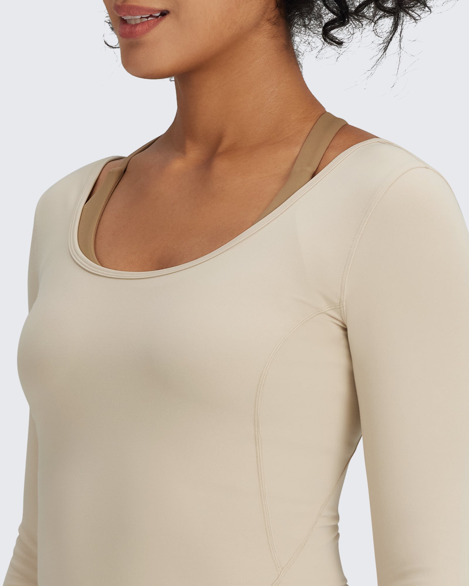 BareFeel Slim Scoop Neck Open Back Long Sleeve