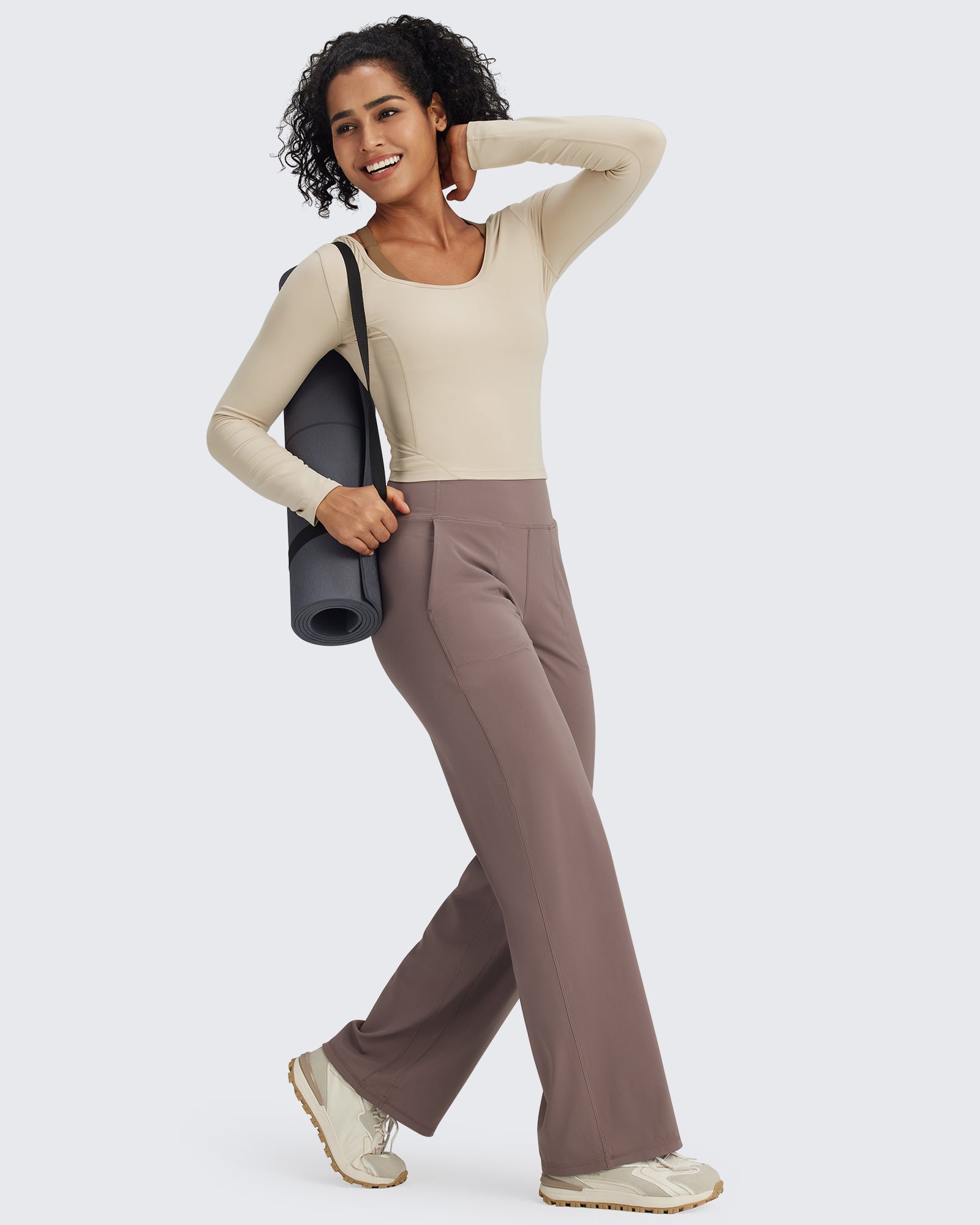 BareFeel Slim Scoop Neck Open Back Long Sleeve