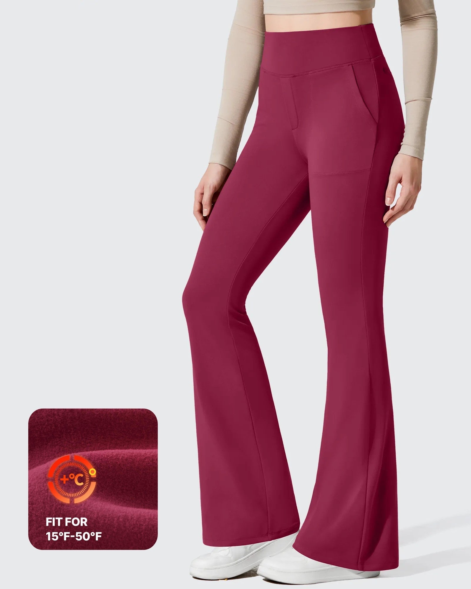 Barefeel Fleece Lined Pockets Flare Yoga Pants